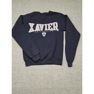 Xavier University Musketeers Navy Blue Crewneck Sweatshirt Kids Medium Applique